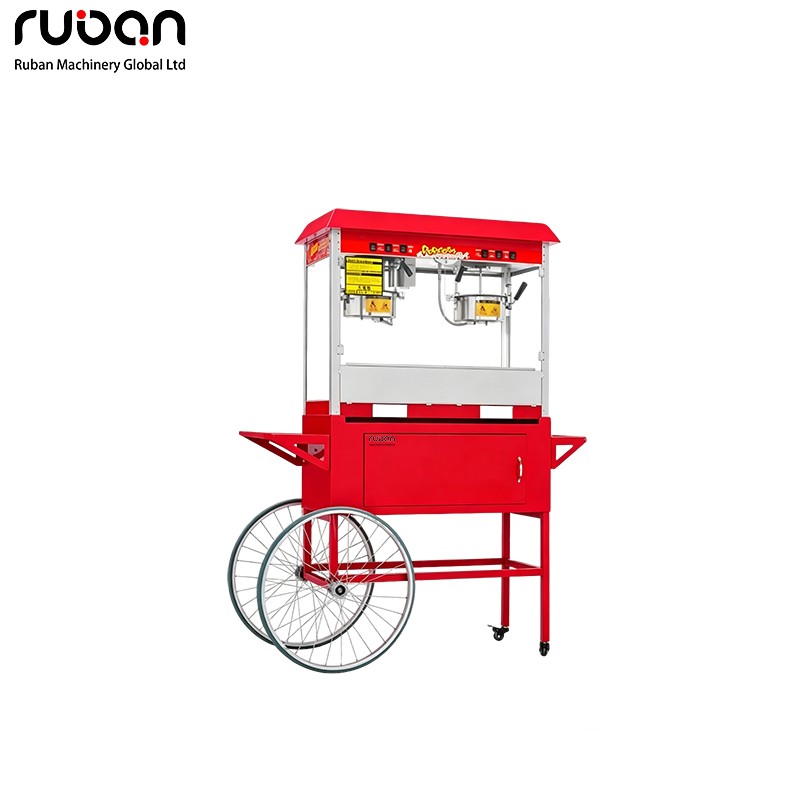 Передвижная тележка для приготовления попкорна с двумя кастрюлями – высокопроизводительная мобильная коммерческая тележка для попкорна. - Ruban