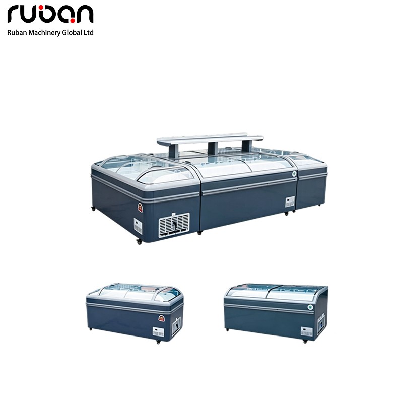 Коммерческий европейский островной морозильный ларь с изогнутым стеклом - Ruban