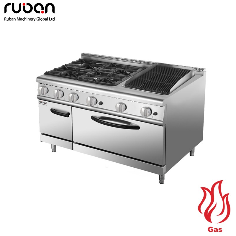 Commercial Gas Range with Grill and Oven